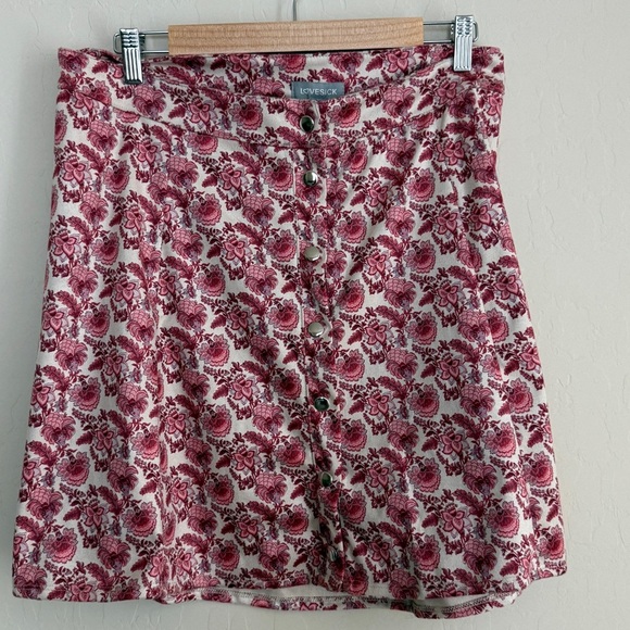 Torrid LoveSick Suede Floral Mini Button Front Skirt Pink Cream Plus Size 1 - Picture 1 of 9